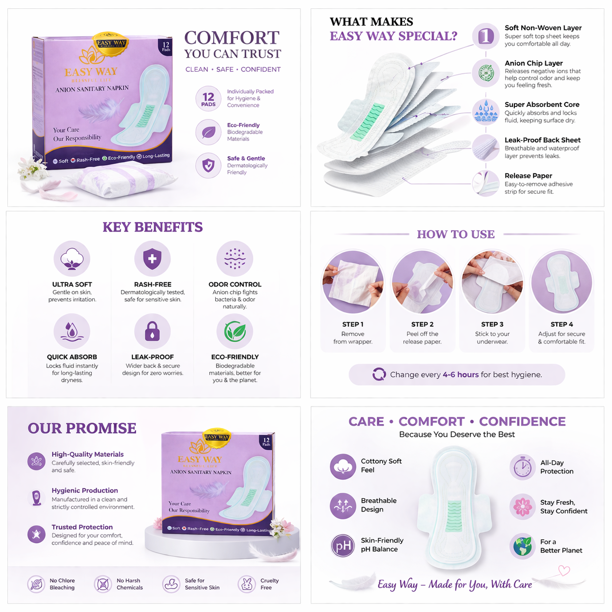 Easy Way Anion Sanitary Pads ( 2 Pack )